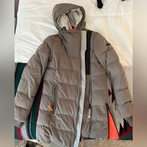 Superdry athletic puffer jacket with hood, size S